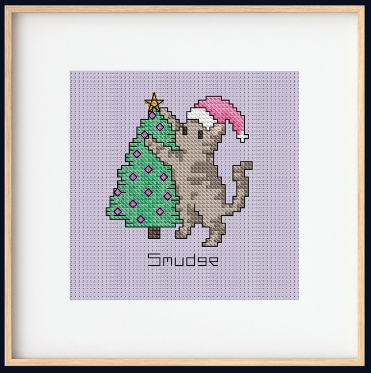 Mockup of the Little Paws for Christmas pattern with alternate colours
