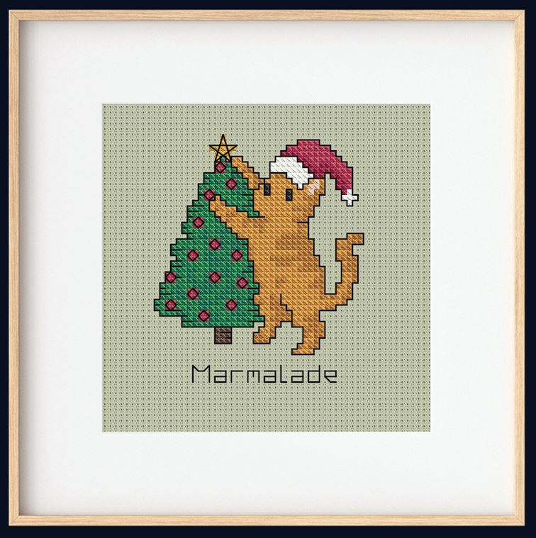 Mockup of the Little Paws for Christmas pattern, within a square frame