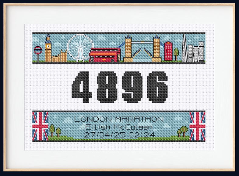 Mockup of the Marathon Finish pattern, within a rectangular frame