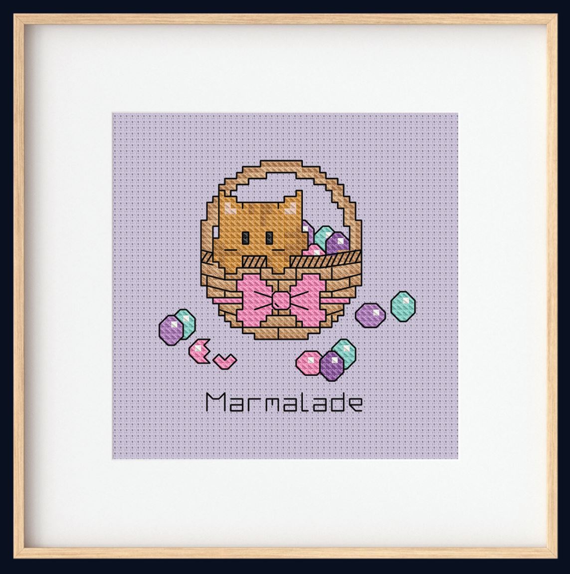 Mockup of the Little Paws for Easter pattern, within a square frame