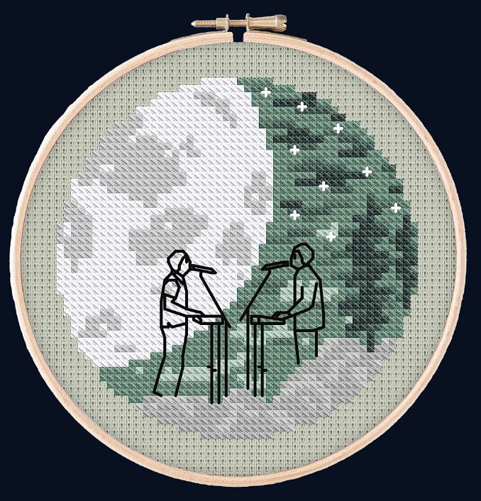 Mockup of the Drag Path pattern, stitched within a hoop